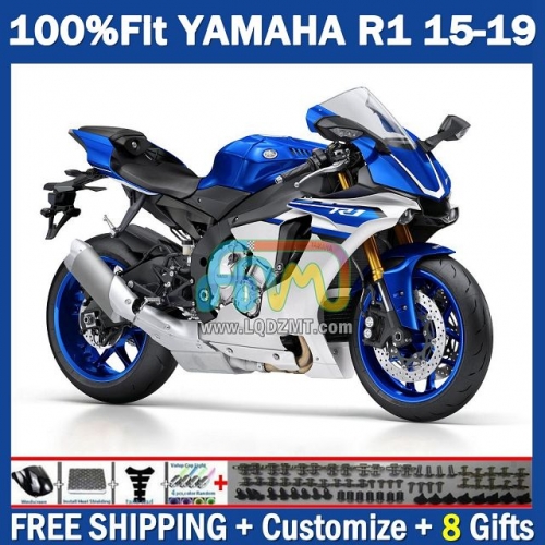 Factory Silver Blue Injection Molding Full Body Kit 100% Fit For YAMAHA YZF-R1 YZF R1 R 1 1000 YZF1000 15-19 215No.7 YZFR1 15 16 17 18 19 YZF-1000 2015 2016 2017 2018 2019 Frame Bodywork Free Customization OEM Motorcycle Fairing Kit With Free Shipping
