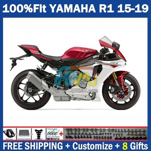 Factory Red White Injection Molding Full Body Kit 100% Fit For YAMAHA YZF-R1 YZF R1 R 1 1000 YZF1000 15-19 215No.15 YZFR1 15 16 17 18 19 YZF-1000 2015 2016 2017 2018 2019 Frame Bodywork Free Customization OEM Motorcycle Fairing Kit With Free Shipping