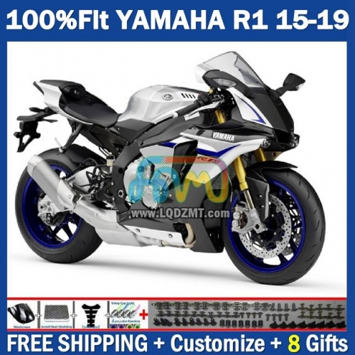 Factory Silver Black Injection Molding Full Body Kit 100% Fit For YAMAHA YZF-R1 YZF R1 R 1 1000 YZF1000 15-19 215No.4 YZFR1 15 16 17 18 19 YZF-1000 2015 2016 2017 2018 2019 Frame Bodywork Free Customization OEM Motorcycle Fairing Kit With Free Shipping