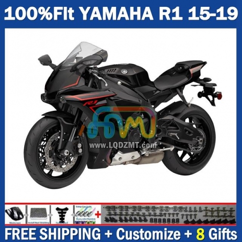 Matte Black New Injection Molding Full Body Kit 100% Fit For YAMAHA YZF-R1 YZF R1 R 1 1000 YZF1000 15-19 215No.2 YZFR1 15 16 17 18 19 YZF-1000 2015 2016 2017 2018 2019 Frame Bodywork Free Customization OEM Motorcycle Fairing Kit With Free Shipping