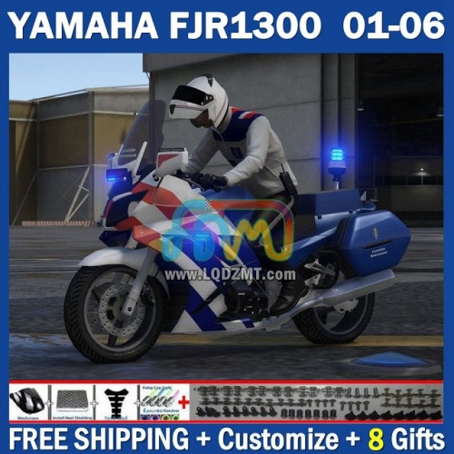 Stock Black Blue OEM Full Body Kit For YAMAHA FJR-1300 FJR1300A 01-06 FJR 1300 A 2001-2006 Years 218No.75 FJR1300 A 01 02 03 05 06 FJR-1300 2001 2002 2003 2004 2005 2006 Frame Bodywork Free Customization Motorcycle Fairing Kit With Free Shipping