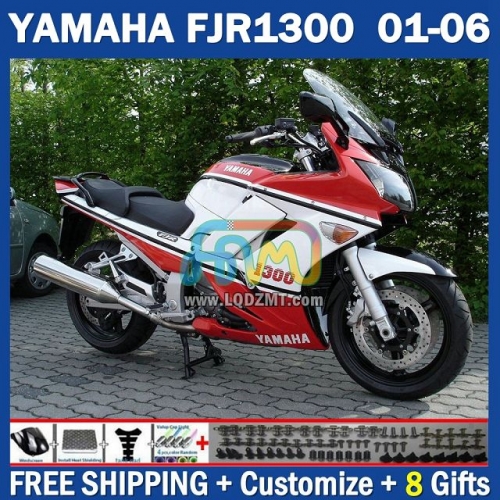 Stock Red White OEM Full Body Kit For YAMAHA FJR-1300 FJR1300A 01-06 FJR 1300 A 2001-2006 Years 218No.74 FJR1300 A 01 02 03 05 06 FJR-1300 2001 2002 2003 2004 2005 2006 Frame Bodywork Free Customization Motorcycle Fairing Kit With Free Shipping