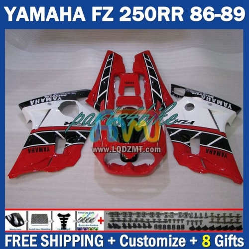 Stock Red White OEM Full Body Kit For YAMAHA FZR250 R 86-89 FZRR FZR 250 250R FZR250RR 1986-1989 Years 219No.66 FZR-250 RR FZR250R 86 87 88 89 FZRR250R 1986 1987 1988 1989 Frame Bodywork Free Customization Motorcycle Fairing Kit With Free Shipping