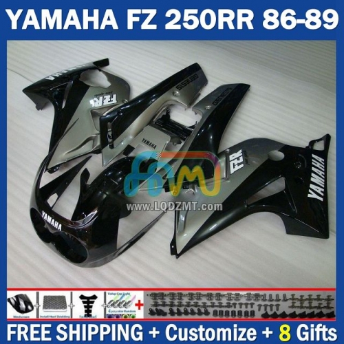 Stock Silver Black OEM Full Body Kit For YAMAHA FZR250 R 86-89 FZRR FZR 250 250R FZR250RR 1986-1989 Years 219No.75 FZR-250 RR FZR250R 86 87 88 89 FZRR250R 1986 1987 1988 1989 Frame Bodywork Free Customization Motorcycle Fairing Kit With Free Shipping