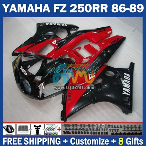 Stock Red Black OEM Full Body Kit For YAMAHA FZR250 R 86-89 FZRR FZR 250 250R FZR250RR 1986-1989 Years 219No.68 FZR-250 RR FZR250R 86 87 88 89 FZRR250R 1986 1987 1988 1989 Frame Bodywork Free Customization Motorcycle Fairing Kit With Free Shipping