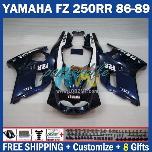 Stock Dark Blue OEM Full Body Kit For YAMAHA FZR250 R 86-89 FZRR FZR 250 250R FZR250RR 1986-1989 Years 219No.63 FZR-250 RR FZR250R 86 87 88 89 FZRR250R 1986 1987 1988 1989 Frame Bodywork Free Customization Motorcycle Fairing Kit With Free Shipping