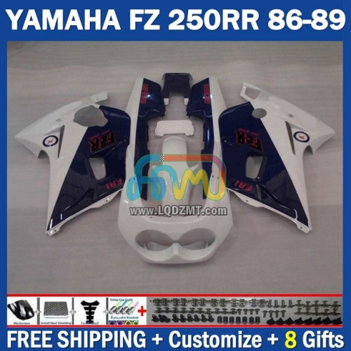 Stock Blue White OEM Full Body Kit For YAMAHA FZR250 R 86-89 FZRR FZR 250 250R FZR250RR 1986-1989 Years 219No.58 FZR-250 RR FZR250R 86 87 88 89 FZRR250R 1986 1987 1988 1989 Frame Bodywork Free Customization Motorcycle Fairing Kit With Free Shipping