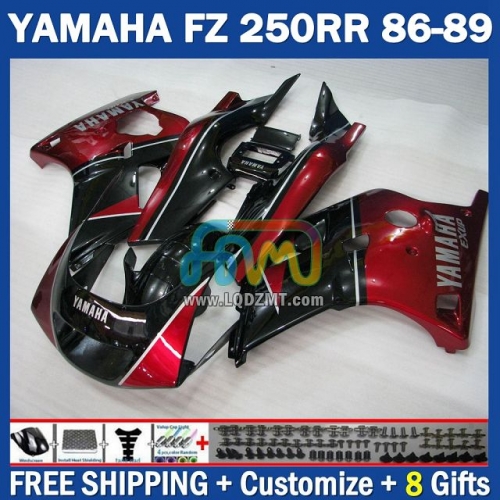Stock Metallic Red OEM Full Body Kit For YAMAHA FZR250 R 86-89 FZRR FZR 250 250R FZR250RR 1986-1989 Years 219No.76 FZR-250 RR FZR250R 86 87 88 89 FZRR250R 1986 1987 1988 1989 Frame Bodywork Free Customization Motorcycle Fairing Kit With Free Shipping