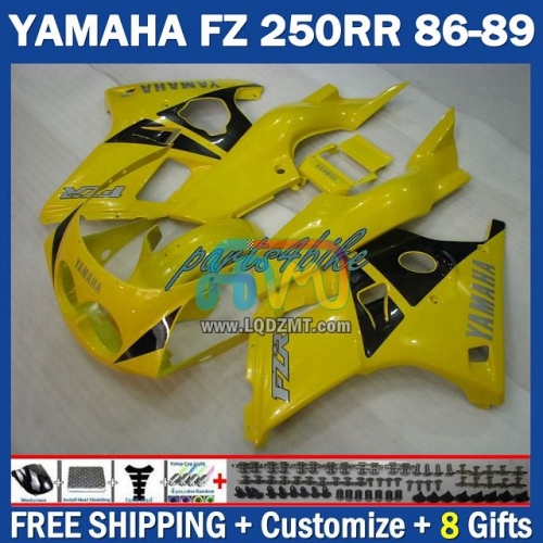 Stock Yellow Black OEM Full Body Kit For YAMAHA FZR250 R 86-89 FZRR FZR 250 250R FZR250RR 1986-1989 Years 219No.62 FZR-250 RR FZR250R 86 87 88 89 FZRR250R 1986 1987 1988 1989 Frame Bodywork Free Customization Motorcycle Fairing Kit With Free Shipping