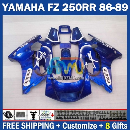 Stock Metallic Blue OEM Full Body Kit For YAMAHA FZR250 R 86-89 FZRR FZR 250 250R FZR250RR 1986-1989 Years 219No.56 FZR-250 RR FZR250R 86 87 88 89 FZRR250R 1986 1987 1988 1989 Frame Bodywork Free Customization Motorcycle Fairing Kit With Free Shipping