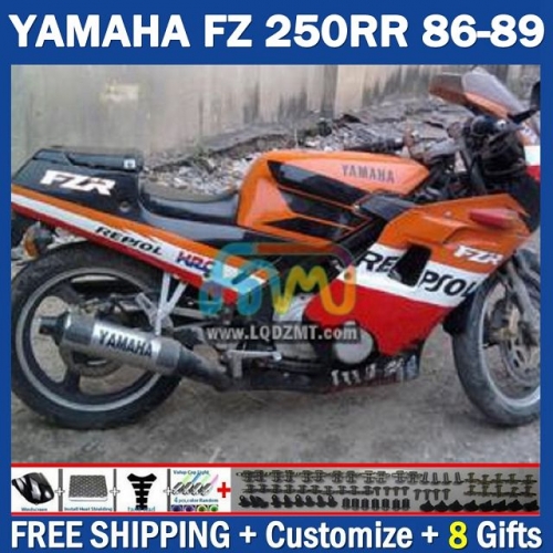 Stock Repsol Orange OEM Full Body Kit For YAMAHA FZR250 R 86-89 FZRR FZR 250 250R FZR250RR 1986-1989 Years 219No.72 FZR-250 RR FZR250R 86 87 88 89 FZRR250R 1986 1987 1988 1989 Frame Bodywork Free Customization Motorcycle Fairing Kit With Free Shipping