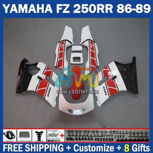 Stock Red White OEM Full Body Kit For YAMAHA FZR250 R 86-89 FZRR FZR 250 250R FZR250RR 1986-1989 Years 219No.59 FZR-250 RR FZR250R 86 87 88 89 FZRR250R 1986 1987 1988 1989 Frame Bodywork Free Customization Motorcycle Fairing Kit With Free Shipping