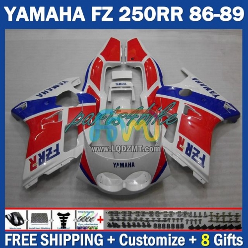 Stock Red Blue OEM Full Body Kit For YAMAHA FZR250 R 86-89 FZRR FZR 250 250R FZR250RR 1986-1989 Years 219No.61 FZR-250 RR FZR250R 86 87 88 89 FZRR250R 1986 1987 1988 1989 Frame Bodywork Free Customization Motorcycle Fairing Kit With Free Shipping