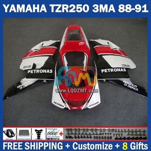 Gloss Red White ﻿OEM Full Body Kit 100% Fit For YAMAHA TZR250 YPVS RS TZR-250 TZR 250 R RR TZR250R 1986-1989 Years 220No.72 TZR250RR 88 89 90 91 3MA 1988 1989 1990 1991 Frame Bodywork Free Customization Motorcycle Fairing Kit With Free Shipping