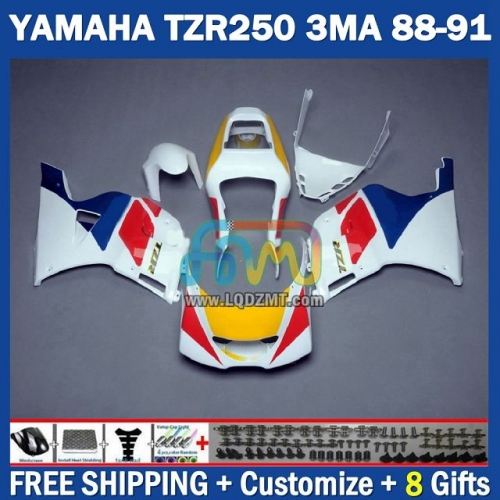 Gloss Blue White ﻿OEM Full Body Kit 100% Fit For YAMAHA TZR250 YPVS RS TZR-250 TZR 250 R RR TZR250R 1986-1989 Years 220No.77 TZR250RR 88 89 90 91 3MA 1988 1989 1990 1991 Frame Bodywork Free Customization Motorcycle Fairing Kit With Free Shipping