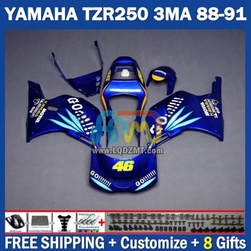 Gloss Blue GO!! ﻿OEM Full Body Kit 100% Fit For YAMAHA TZR250 YPVS RS TZR-250 TZR 250 R RR TZR250R 1986-1989 Years 220No.80 TZR250RR 88 89 90 91 3MA 1988 1989 1990 1991 Frame Bodywork Free Customization Motorcycle Fairing Kit With Free Shipping