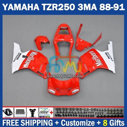 Gloss Red White ﻿OEM Full Body Kit 100% Fit For YAMAHA TZR250 YPVS RS TZR-250 TZR 250 R RR TZR250R 1986-1989 Years 220No.79 TZR250RR 88 89 90 91 3MA 1988 1989 1990 1991 Frame Bodywork Free Customization Motorcycle Fairing Kit With Free Shipping