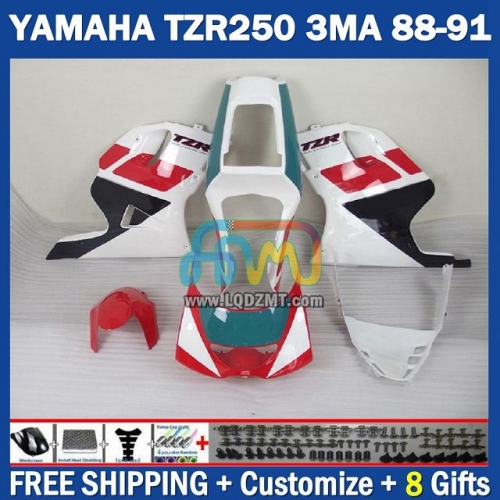 Gloss Red White ﻿OEM Full Body Kit 100% Fit For YAMAHA TZR250 YPVS RS TZR-250 TZR 250 R RR TZR250R 1986-1989 Years 220No.71 TZR250RR 88 89 90 91 3MA 1988 1989 1990 1991 Frame Bodywork Free Customization Motorcycle Fairing Kit With Free Shipping