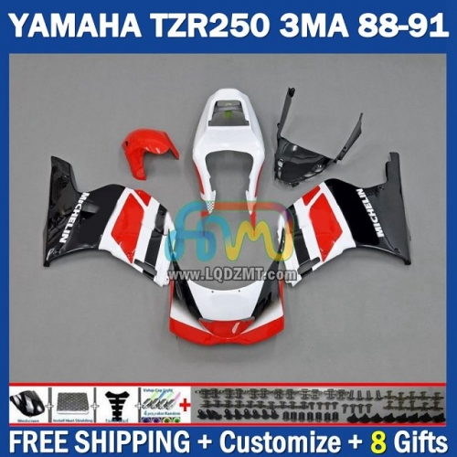 Gloss Black White ﻿OEM Full Body Kit 100% Fit For YAMAHA TZR250 YPVS RS TZR-250 TZR 250 R RR TZR250R 1986-1989 Years 220No.78 TZR250RR 88 89 90 91 3MA 1988 1989 1990 1991 Frame Bodywork Free Customization Motorcycle Fairing Kit With Free Shipping