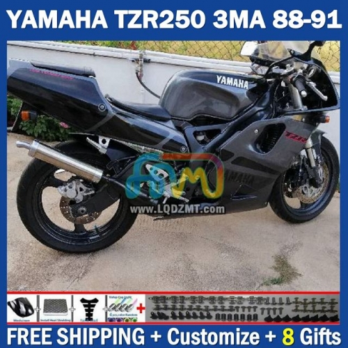 Gloss Black Grey ﻿OEM Full Body Kit 100% Fit For YAMAHA TZR250 YPVS RS TZR-250 TZR 250 R RR TZR250R 1986-1989 Years 220No.87 TZR250RR 88 89 90 91 3MA 1988 1989 1990 1991 Frame Bodywork Free Customization Motorcycle Fairing Kit With Free Shipping