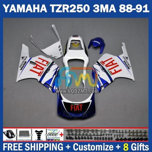 Gloss FIAT Blue ﻿OEM Full Body Kit 100% Fit For YAMAHA TZR250 YPVS RS TZR-250 TZR 250 R RR TZR250R 1986-1989 Years 220No.84 TZR250RR 88 89 90 91 3MA 1988 1989 1990 1991 Frame Bodywork Free Customization Motorcycle Fairing Kit With Free Shipping