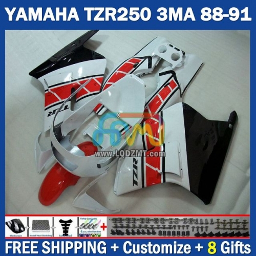 Gloss Balck White ﻿OEM Full Body Kit 100% Fit For YAMAHA TZR250 YPVS RS TZR-250 TZR 250 R RR TZR250R 1986-1989 Years 220No.74 TZR250RR 88 89 90 91 3MA 1988 1989 1990 1991 Frame Bodywork Free Customization Motorcycle Fairing Kit With Free Shipping