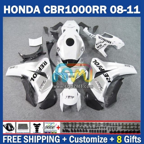 Repsol Silvery White Injection Molding Full Body Kit 100% Fit For HONDA CBR 1000RR 1000 1000CC 2008-2011 CBR1000 RR CC 08 09 10 11 232No.0 CBR1000RR 2008 2009 2010 2011 Years Frame Bodywork Free Customization OEM Motorcycle Fairing Kit With Free Shipping