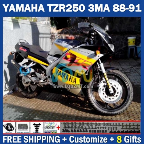 Gloss Yellow Silver ﻿OEM Full Body Kit 100% Fit For YAMAHA TZR250 YPVS RS TZR-250 TZR 250 R RR TZR250R 1986-1989 Years 220No.89 TZR250RR 88 89 90 91 3MA 1988 1989 1990 1991 Frame Bodywork Free Customization Motorcycle Fairing Kit With Free Shipping