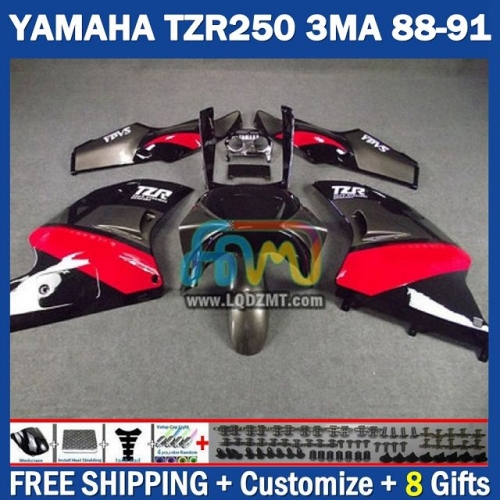Gloss Black Red OEM Full Body Kit 100% Fit For YAMAHA TZR250 YPVS RS TZR-250 TZR 250 R RR TZR250R 1986-1989 Years 220No.73 TZR250RR 88 89 90 91 3MA 1988 1989 1990 1991 Frame Bodywork Free Customization Motorcycle Fairing Kit With Free Shipping
