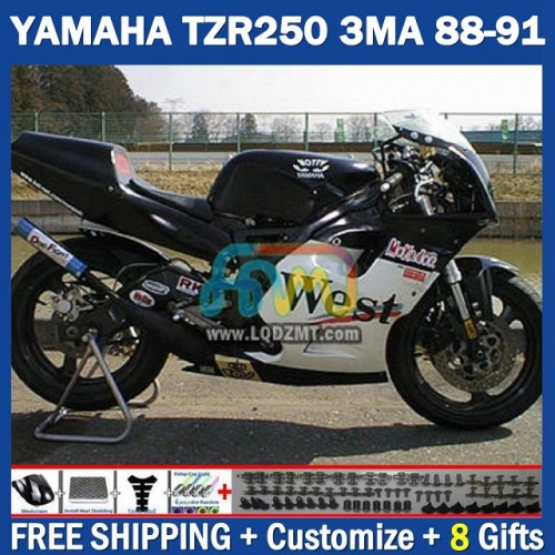 Gloss Black West ﻿OEM Full Body Kit 100% Fit For YAMAHA TZR250 YPVS RS TZR-250 TZR 250 R RR TZR250R 1986-1989 Years 220No.90 TZR250RR 88 89 90 91 3MA 1988 1989 1990 1991 Frame Bodywork Free Customization Motorcycle Fairing Kit With Free Shipping
