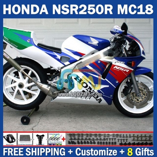 Factory Blue White ABS Full Body Kit For HONDA NSR 250R NSR250R 1988-1989 NS250 NSR 250 R 250CC MC16 MC18 88-89 238No.0 PGM2 NSR250RR 88 89 NSR250 RR 1988 1989 Years Frame Bodywork Free Customization OEM Motorcycle Fairing Kit With Free Shipping