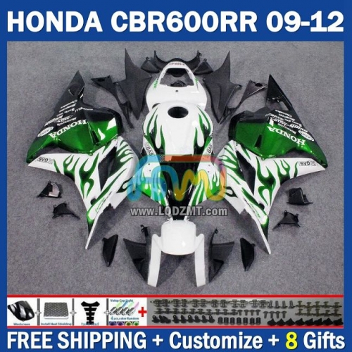 Factory Green Flames Injection Molding Full Body Kit 100% Fit For HONDA CBR600RR CBR 600RR 600CC 09-12 CBR600 CC 09 10 11 12 228No.67 CBR 600 RR F5 2009 2010 2011 2012 Years Frame Bodywork Free Customization OEM Motorcycle Fairing Kit With Free Shipping