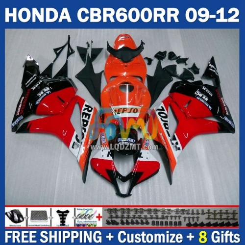 Glossy Repsol Orange Injection Molding Full Body Kit 100% Fit For HONDA CBR600RR CBR 600RR 600CC 09-12 CBR600 CC 09 10 11 12 228No.81 CBR 600 RR F5 2009 2010 2011 2012 Years Frame Bodywork Free Customization OEM Motorcycle Fairing Kit With Free Shipping