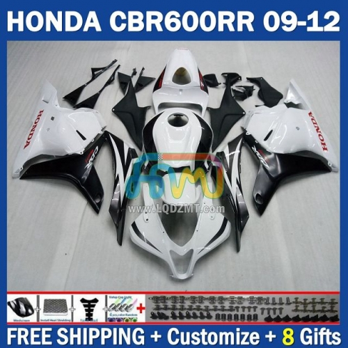 White Black Injection Molding Full Body Kit 100% Fit For HONDA CBR600RR CBR 600RR 600CC 09-12 CBR600 CC 09 10 11 12 228No.94 CBR 600 RR F5 2009 2010 2011 2012 Years Frame Bodywork Free Customization OEM Motorcycle Fairing Kit With Free Shipping