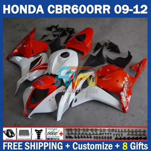 Orange White White Injection Molding Full Body Kit 100% Fit For HONDA CBR600RR CBR 600RR 600CC 09-12 CBR600 CC 09 10 11 12 228No.91 CBR 600 RR F5 2009 2010 2011 2012 Years Frame Bodywork Free Customization OEM Motorcycle Fairing Kit With Free Shipping