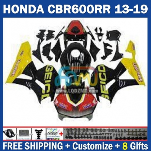 Gloss Black Yellow Injection Molding Full Body Kit For HONDA CBR600 CBR 600 RR CC F5 600CC 600RR 13 14 15 16 17 18 19 229No.84 CBR600RR 2013 2014 2015 2016 2017 2018 2019 Frame Bodywork Free Customization OEM Motorcycle Fairing Kit With Free Shipping