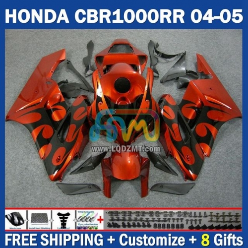 Stock Dark Orange Injection Molding Full Body Kit 100% Fit For HONDA CBR1000 CC CBR 1000RR 1000CC 04-05 230No.51 CBR1000CC CBR1000RR 04 05 CBR 1000 RR 2004 2005 Years Frame Bodywork Free Customization OEM Motorcycle Fairing Kit With Free Shipping