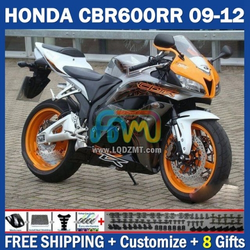 Gloss Orange Silver Injection Molding Full Body Kit 100% Fit For HONDA CBR600RR CBR 600RR 600CC 09-12 CBR600 CC 09 10 11 12 228No.99 CBR 600 RR F5 2009 2010 2011 2012 Years Frame Bodywork Free Customization OEM Motorcycle Fairing Kit With Free Shipping
