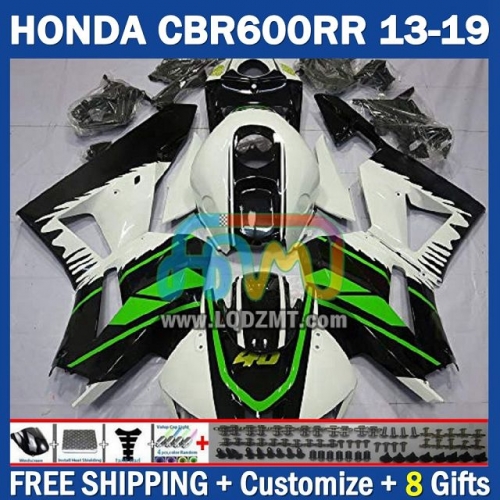 Gloss Green White Injection Molding Full Body Kit For HONDA CBR600 CBR 600 RR CC F5 600CC 600RR 13 14 15 16 17 18 19 229No.85 CBR600RR 2013 2014 2015 2016 2017 2018 2019 Frame Bodywork Free Customization OEM Motorcycle Fairing Kit With Free Shipping