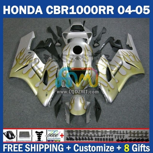 Stock Silver Golden Injection Molding Full Body Kit 100% Fit For HONDA CBR1000 CC CBR 1000RR 1000CC 04-05 230No.52 CBR1000CC CBR1000RR 04 05 CBR 1000 RR 2004 2005 Years Frame Bodywork Free Customization OEM Motorcycle Fairing Kit With Free Shipping