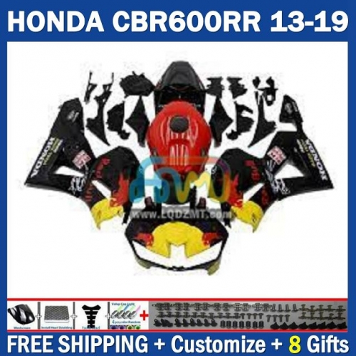 ALL Black Yellow Injection Molding Full Body Kit For HONDA CBR600 CBR 600 RR CC F5 600CC 600RR 13 14 15 16 17 18 19 229No.89 CBR600RR 2013 2014 2015 2016 2017 2018 2019 Frame Bodywork Free Customization OEM Motorcycle Fairing Kit With Free Shipping