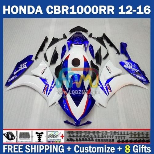 Gloss White Blue Injection Molding Full Body Kit 100%Fit For HONDA CBR 1000RR 1000CC 12-16 CBR1000 1000 RR CC 12 13 14 15 16 233No.13 CBR1000RR 2012 2013 2014 2015 2016 Years Frame Bodywork Free Customization OEM Motorcycle Fairing Kit With Free Shipping