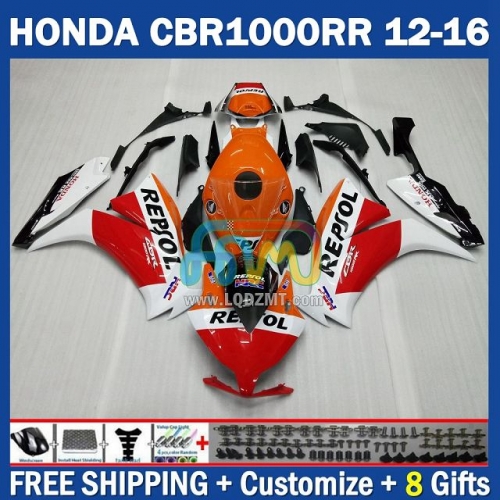 White Orange Repsol Injection Molding Full Body Kit 100%Fit For HONDA CBR 1000RR 1000CC 12-16 CBR1000 1000 RR CC 12 13 14 15 16 233No.16 CBR1000RR 2012 2013 2014 2015 2016 Years Frame Bodywork Free Customization Motorcycle Fairing Kit With Free Shipping