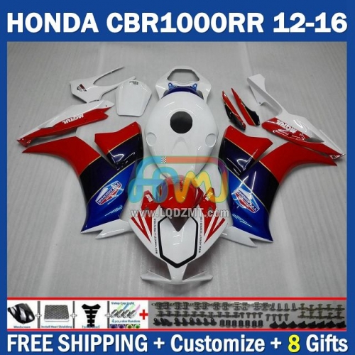 Gloss White Blue Injection Molding Full Body Kit 100%Fit For HONDA CBR 1000RR 1000CC 12-16 CBR1000 1000 RR CC 12 13 14 15 16 233No.12 CBR1000RR 2012 2013 2014 2015 2016 Years Frame Bodywork Free Customization OEM Motorcycle Fairing Kit With Free Shipping