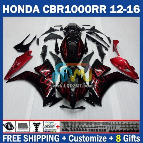 Black Red Flames Injection Molding Full Body Kit 100%Fit For HONDA CBR 1000RR 1000CC 12-16 CBR1000 1000 RR CC 12 13 14 15 16 233No.22 CBR1000RR 2012 2013 2014 2015 2016 Years Frame Bodywork Free Customization Motorcycle Fairing Kit With Free Shipping