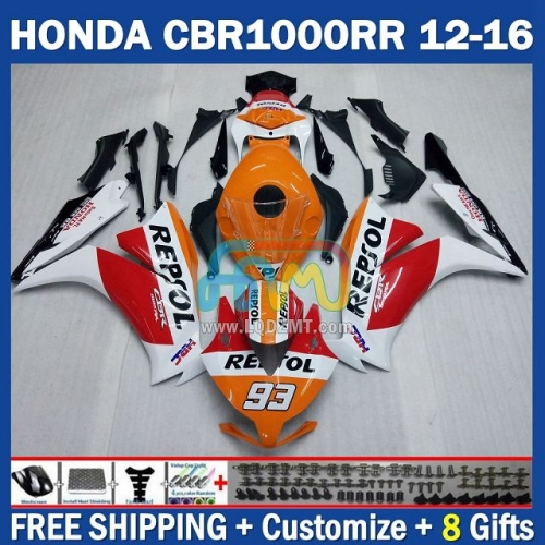 Hot Repsol Rrd Injection Molding Full Body Kit 100%Fit For HONDA CBR 1000RR 1000CC 12-16 CBR1000 1000 RR CC 12 13 14 15 16 233No.19 CBR1000RR 2012 2013 2014 2015 2016 Years Frame Bodywork Free Customization Motorcycle Fairing Kit With Free Shipping