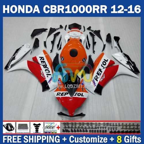 Repsol Orange White Injection Molding Full Body Kit 100%Fit For HONDA CBR 1000RR 1000CC 12-16 CBR1000 1000 RR CC 12 13 14 15 16 233No.25 CBR1000RR 2012 2013 2014 2015 2016 Years Frame Bodywork Free Customization Motorcycle Fairing Kit With Free Shipping