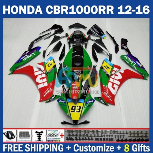 Gloss Red Green Injection Molding Full Body Kit 100%Fit For HONDA CBR 1000RR 1000CC 12-16 CBR1000 1000 RR CC 12 13 14 15 16 233No.14 CBR1000RR 2012 2013 2014 2015 2016 Years Frame Bodywork Free Customization OEM Motorcycle Fairing Kit With Free Shipping