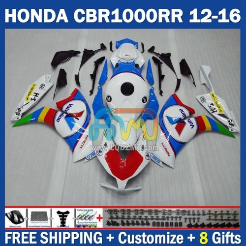 Gloss Blue White Injection Molding Full Body Kit 100%Fit For HONDA CBR 1000RR 1000CC 12-16 CBR1000 1000 RR CC 12 13 14 15 16 233No.24 CBR1000RR 2012 2013 2014 2015 2016 Years Frame Bodywork Free Customization Motorcycle Fairing Kit With Free Shipping