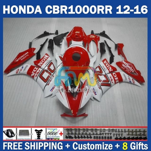 Gloss White Red Injection Molding Full Body Kit 100%Fit For HONDA CBR 1000RR 1000CC 12-16 CBR1000 1000 RR CC 12 13 14 15 16 233No.11 CBR1000RR 2012 2013 2014 2015 2016 Years Frame Bodywork Free Customization OEM Motorcycle Fairing Kit With Free Shipping
